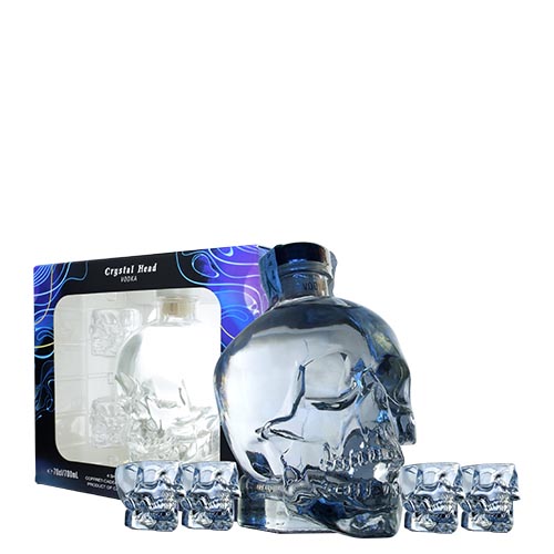 GIFT VODKA CRYSTAL HEAD + 4 BICCHIERI SHOT