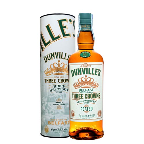 IRISH WHISKEY DUNVILLE'S THREE CROWNS PEATED 70CL